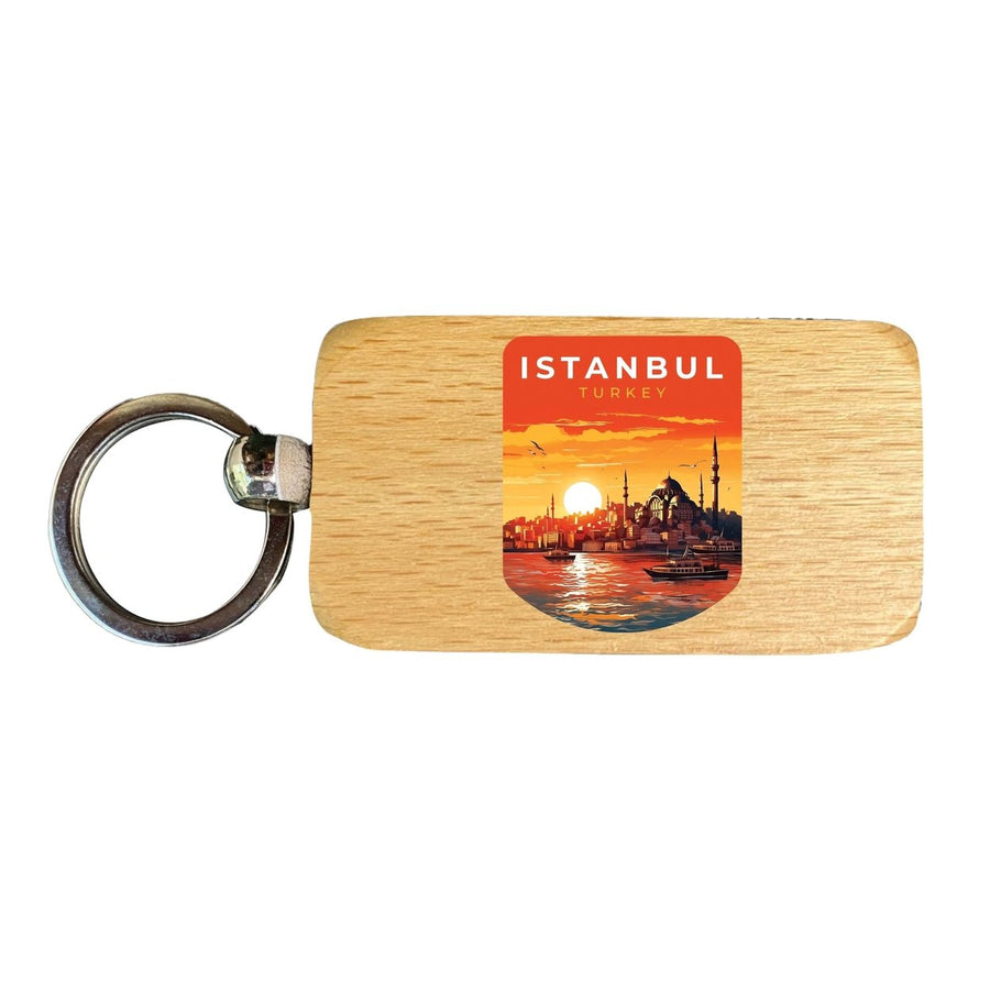 Istanbul Turkey Design B Souvenir 2.5x1-Inch Souvenir Wooden Keychain Image 1