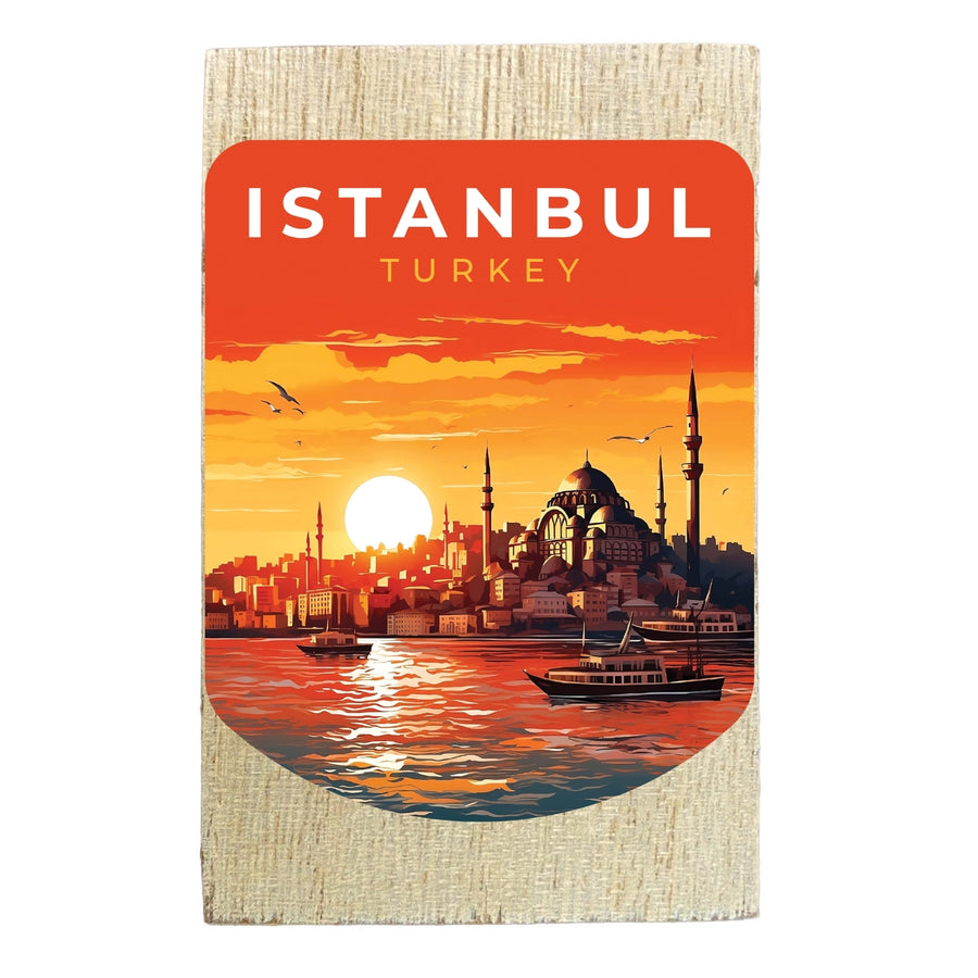 Istanbul Turkey Design B Souvenir Wooden 2" x 3" Fridge Magnet Image 1