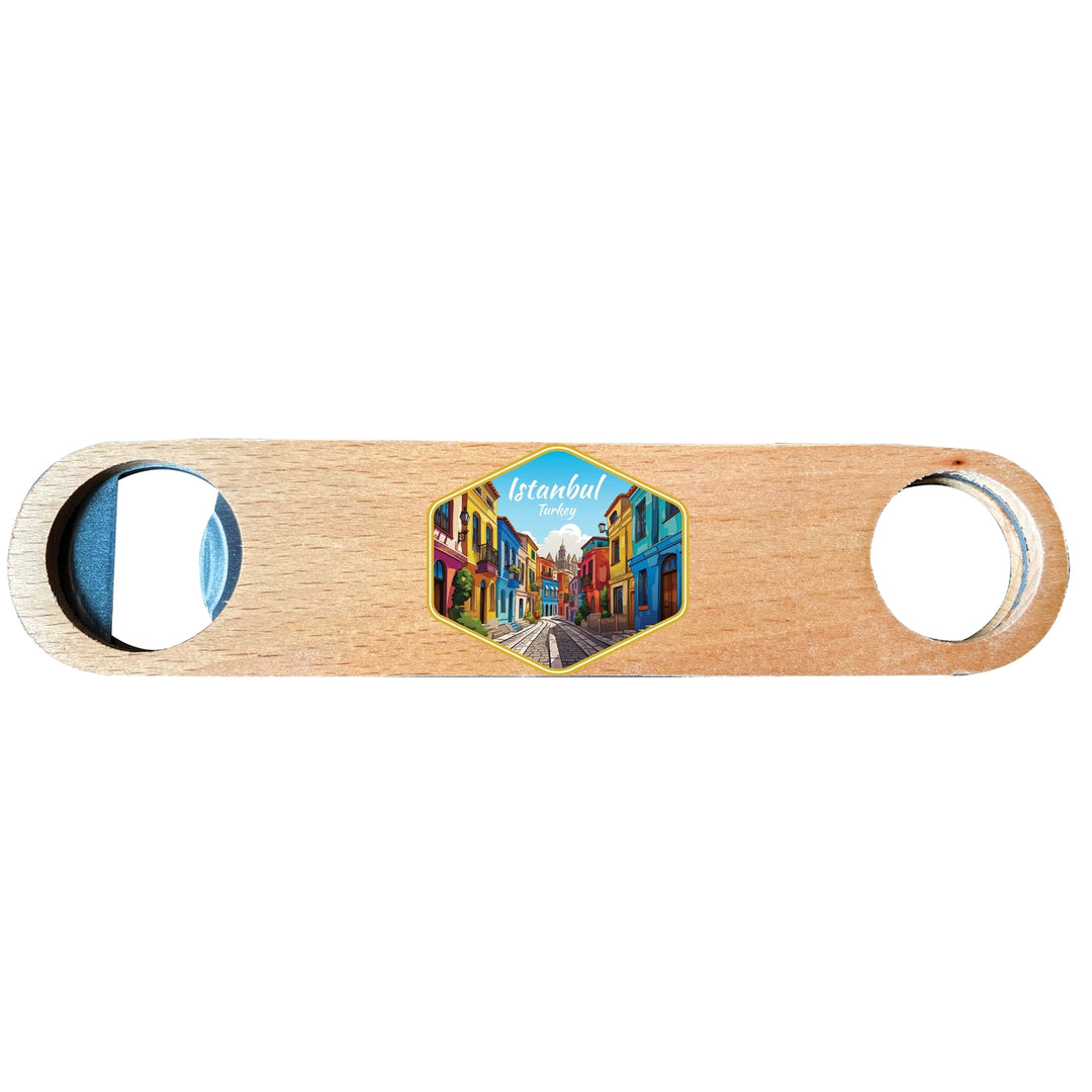 Istanbul Turkey Design C Souvenir Magnetic Wooden Bottle Opener Image 1