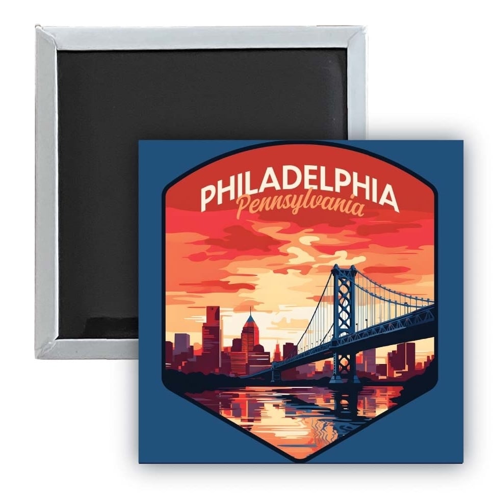 Philadelphia Pennsylvania B Souvenir 2.5 x 2.5-Inch Durable and Vibrant Decor Fridge Magnet Image 1