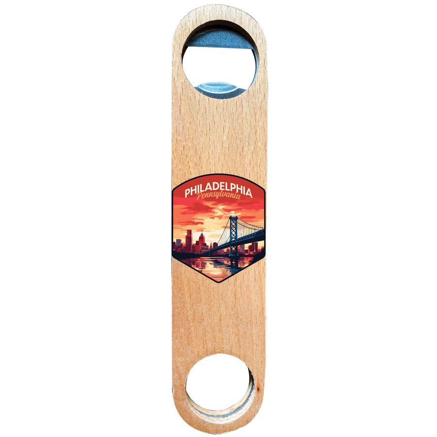 Philadelphia Pennsylvania Design B Souvenir Magnetic Wooden Bottle Opener Image 1