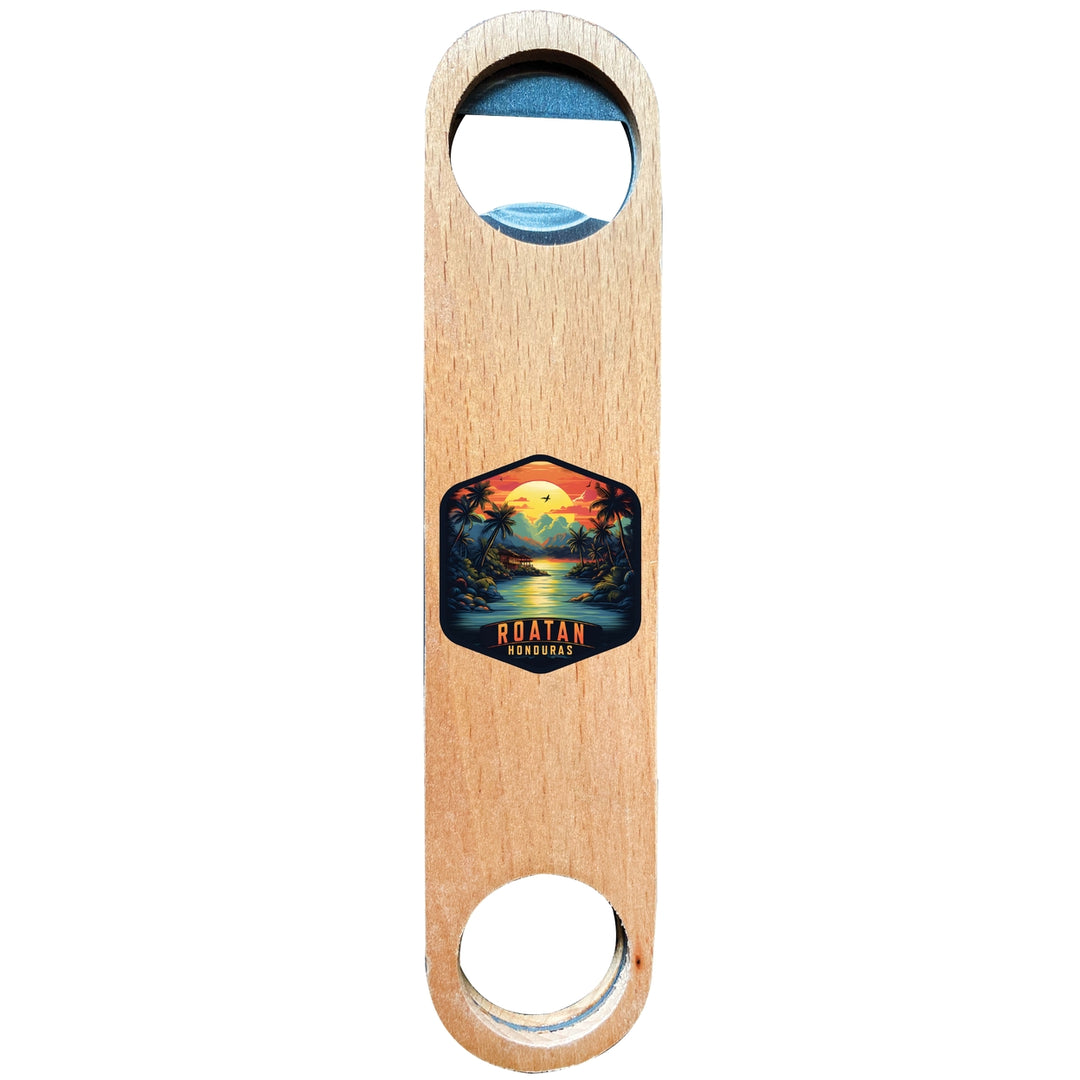 Roatan Honduras Design A Souvenir Magnetic Wooden Bottle Opener Image 1