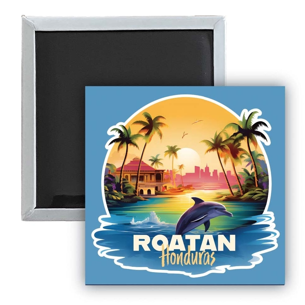 Roatan Honduras B Souvenir 2.5 x 2.5-Inch Durable and Vibrant Decor Fridge Magnet Image 1