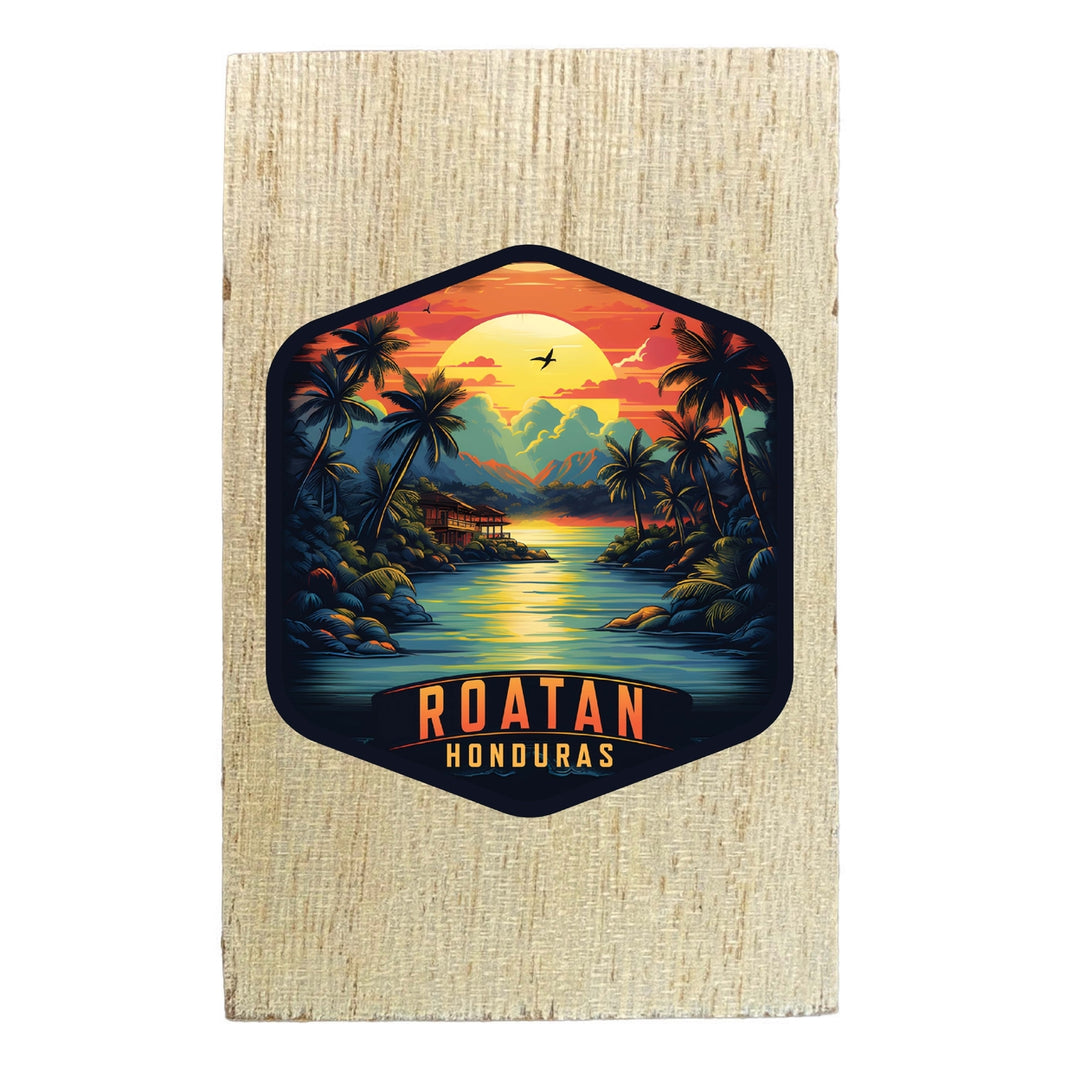 Roatan Honduras Design A Souvenir Wooden 2" x 3" Fridge Magnet Image 1