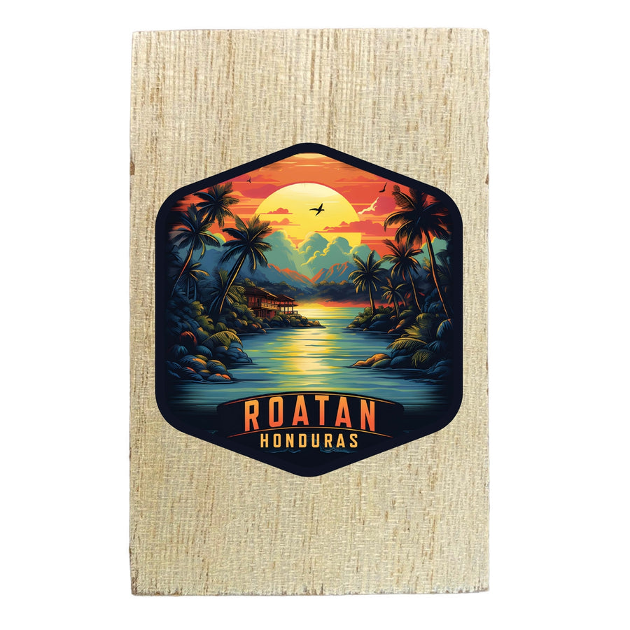 Roatan Honduras Design A Souvenir Wooden 2" x 3" Fridge Magnet Image 1