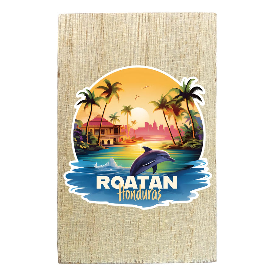 Roatan Honduras Design B Souvenir Wooden 2" x 3" Fridge Magnet Image 1