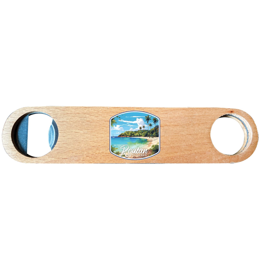 Roatan Honduras Design C Souvenir Magnetic Wooden Bottle Opener Image 1