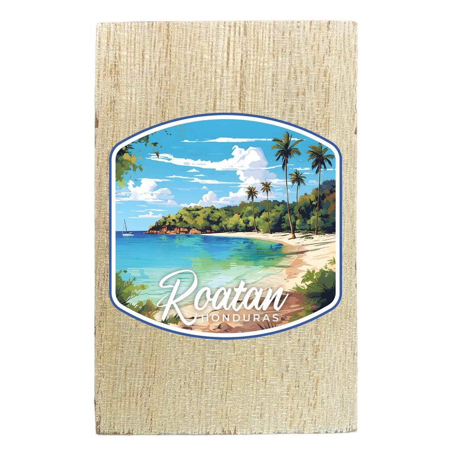 Roatan Honduras Design C Souvenir Wooden 2" x 3" Fridge Magnet Image 1