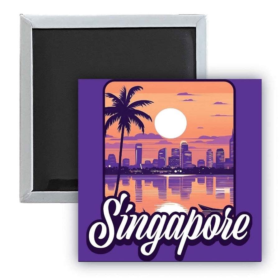 Singapore B Souvenir 2.5 x 2.5-Inch Durable and Vibrant Decor Fridge Magnet Image 1