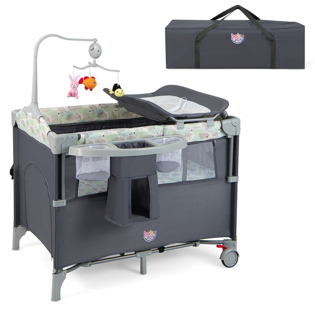 5-in-1 Baby Beside Sleeper Bassinet Portable Crib Playard w/Diaper Changer Image 1