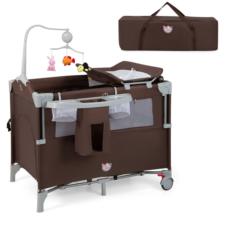 5-in-1 Baby Beside Sleeper Bassinet Portable Crib Playard w/Diaper Changer Image 4