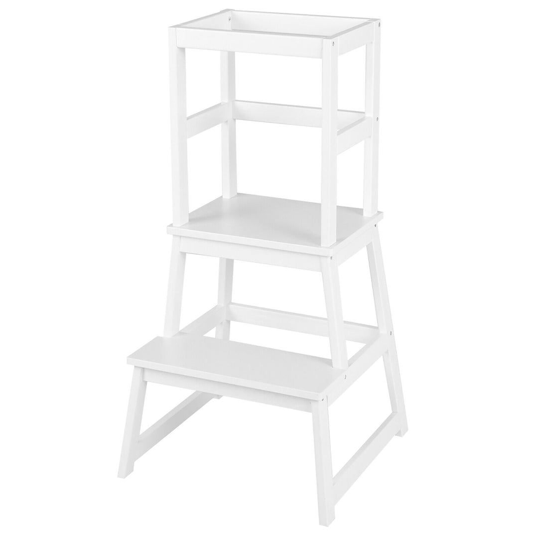 Kids Kitchen Step Stool Kids Standing Tower with Safety Rails Image 1