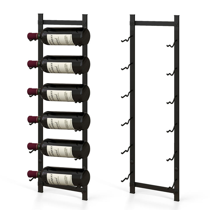 6 Bottles Wall Mounted Wine Rack Metal Wine Display Holder Organizer Image 1