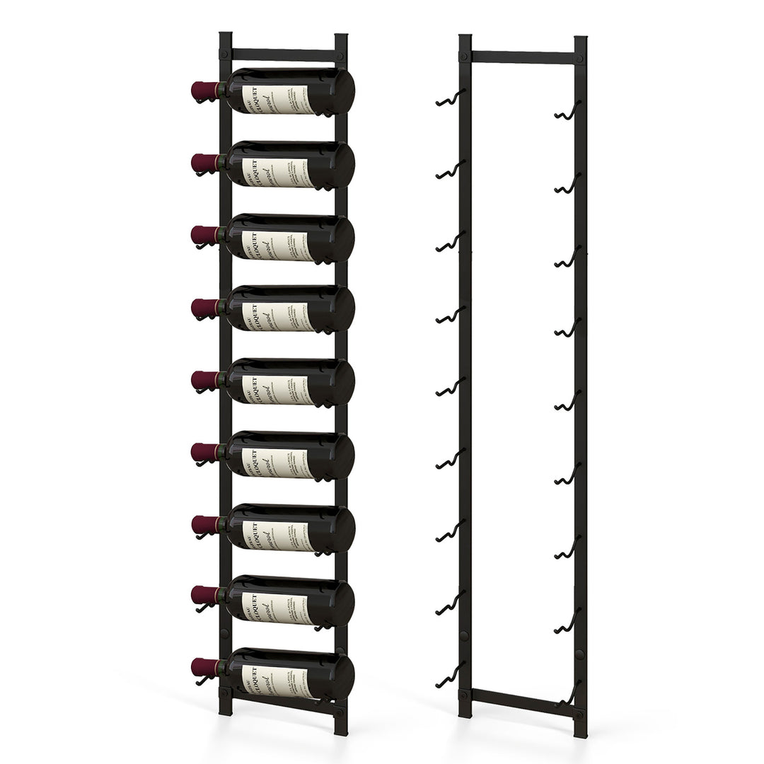 9 Bottles Wall Mounted Wine Rack Metal Wine Display Holder Organizer Image 1
