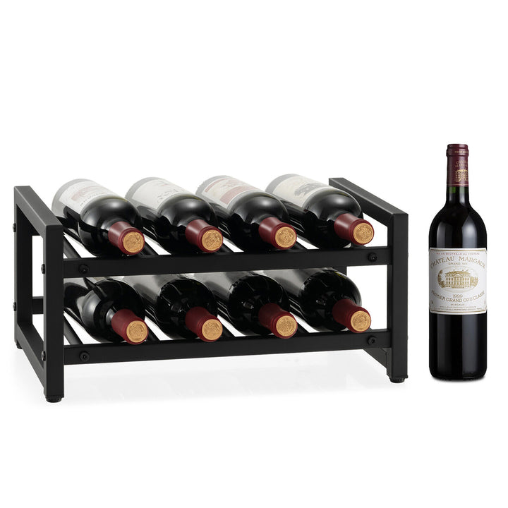 8 Bottle Wine Rack 2 Tier Wine Display Storage Holder Countertop Metal Shelf Image 1