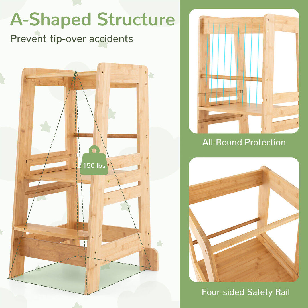 Kids Kitchen Step Stool Kids Standing Tower with Safety Rails Nature Image 7