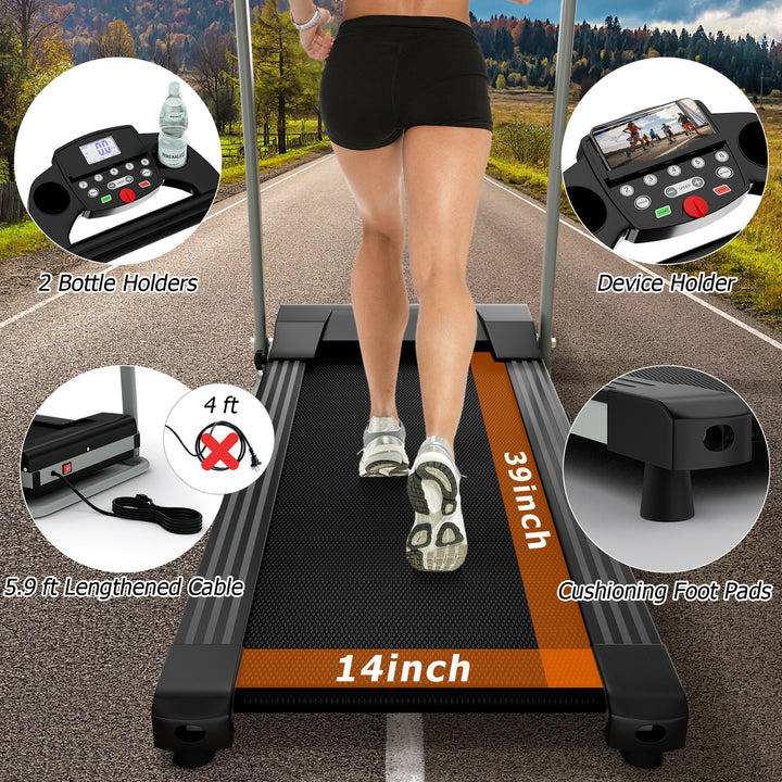 800W Folding Treadmill Electric /Support Motorized Power Running Fitness Machine Black Image 8