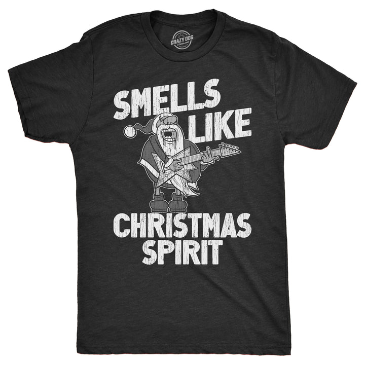 Mens Smells Like Christmas Spirit T Shirt Funny Xmas Music Parody Rock Song Tee For Guys Image 1