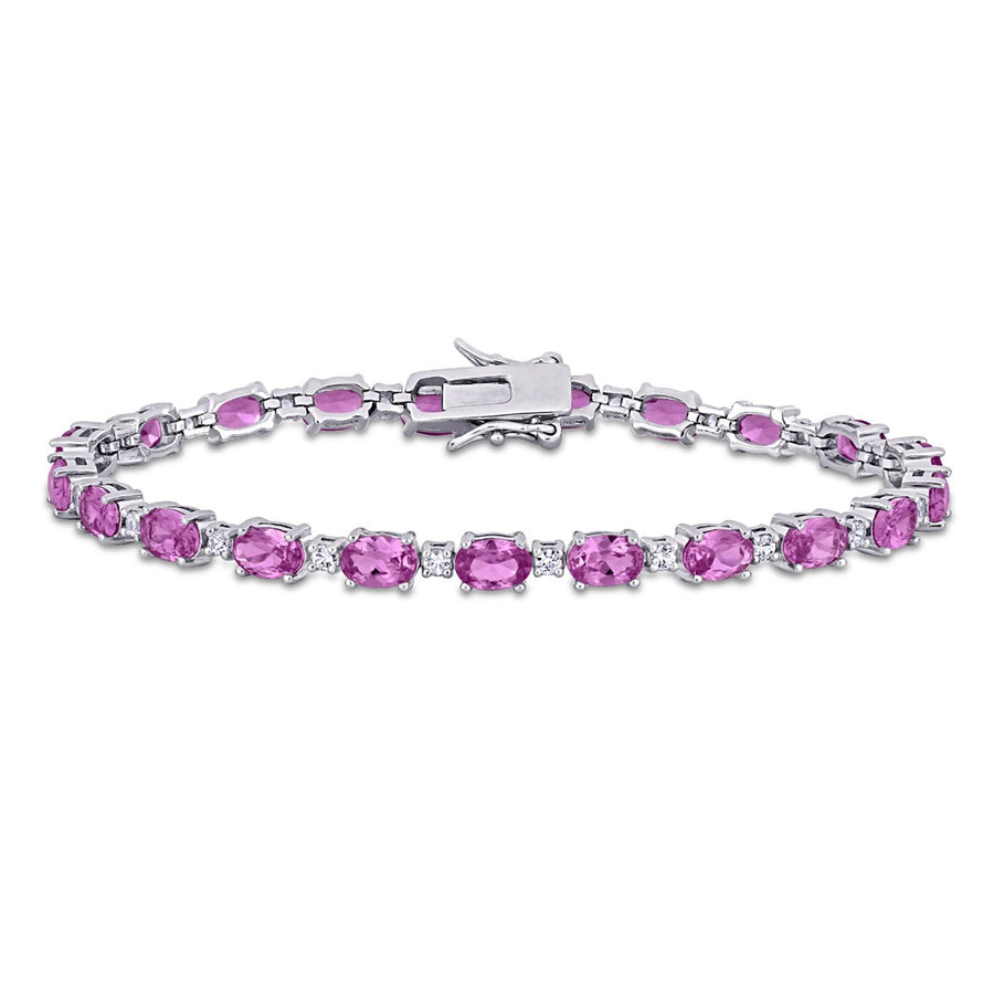 14.00 Carat (ctw) Lab-Created Pink and White Sapphire Bracelet in Sterling Silver (7.25 Inches) Image 1