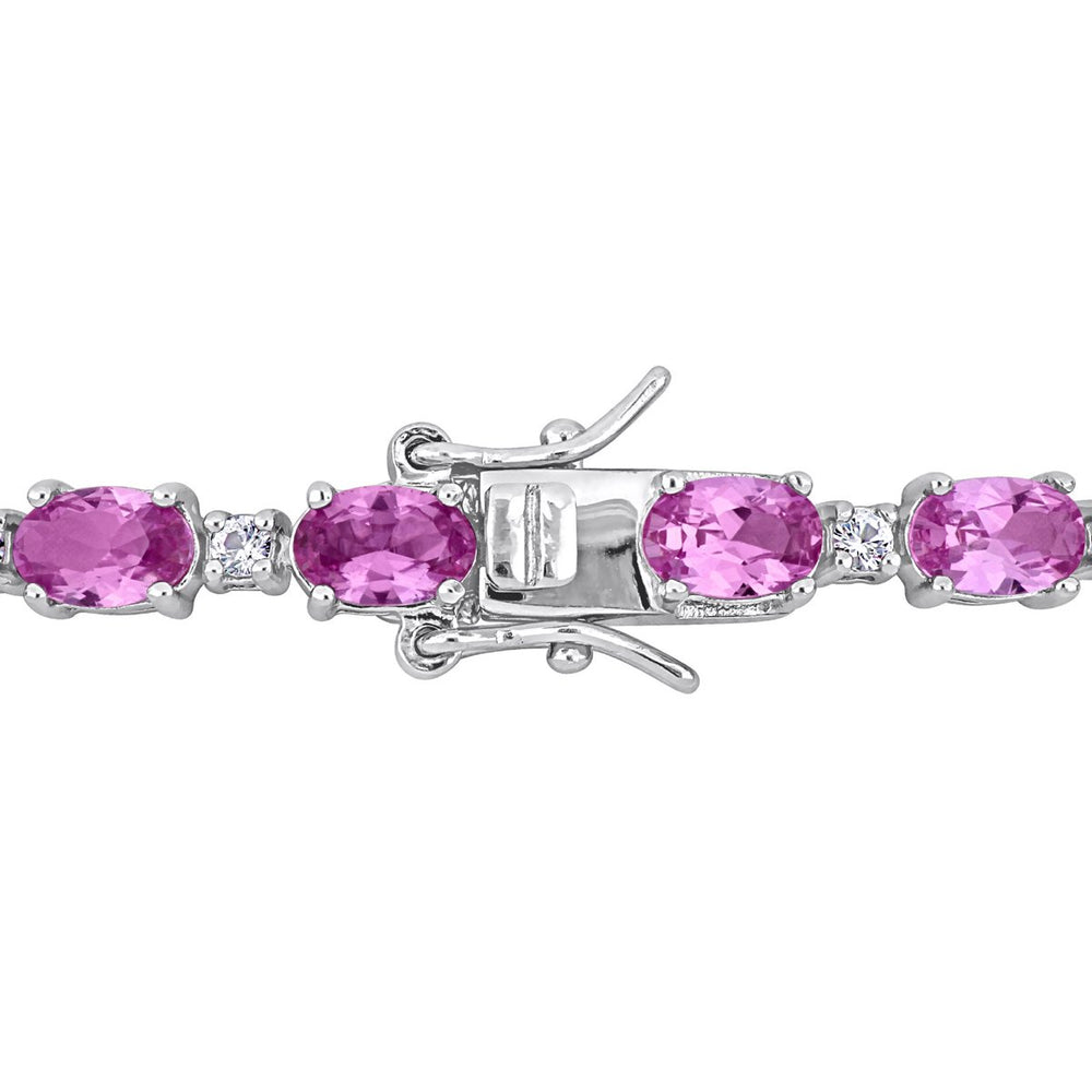 14.00 Carat (ctw) Lab-Created Pink and White Sapphire Bracelet in Sterling Silver (7.25 Inches) Image 2