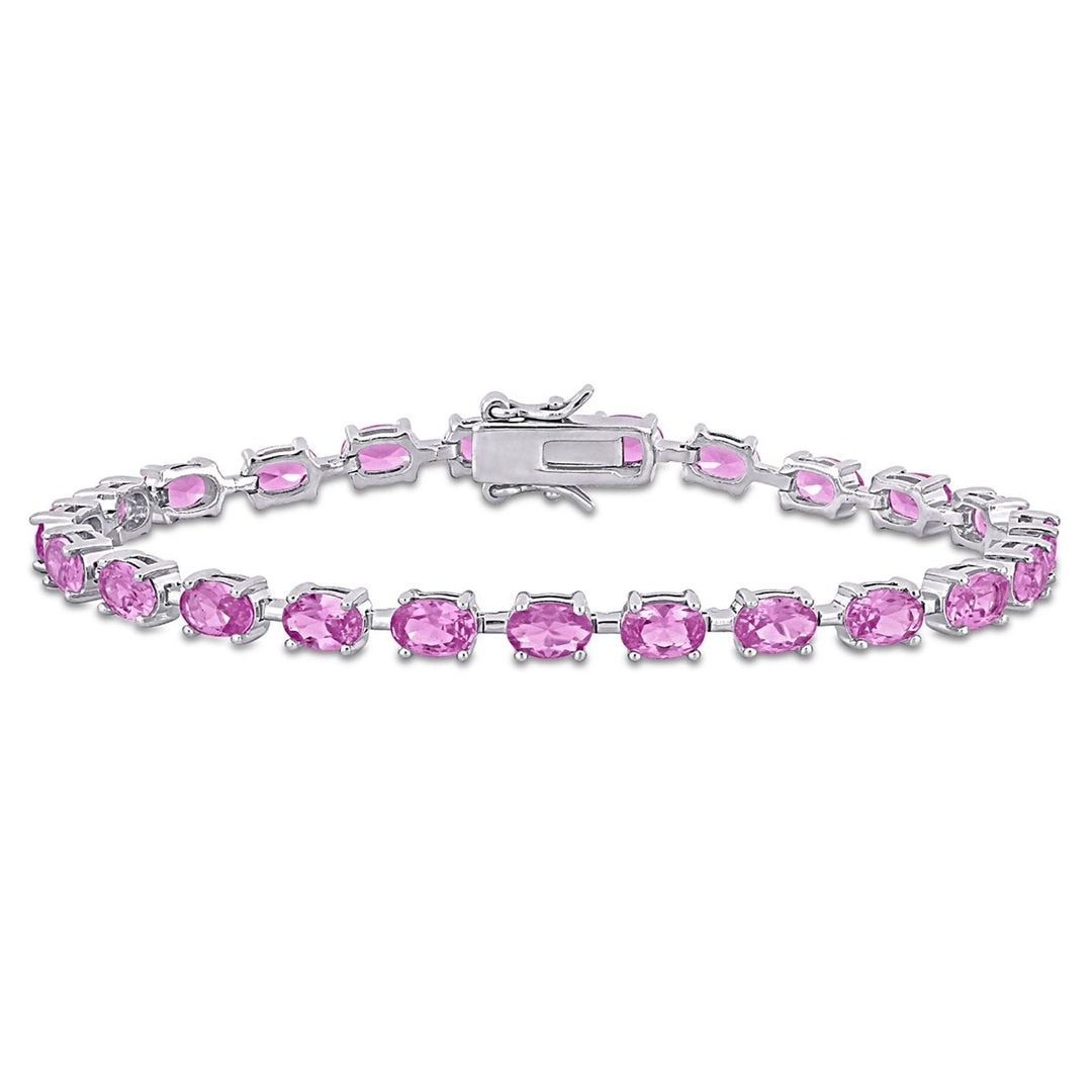 13.34 Carat (ctw) Lab-Created Pink Sapphire Bracelet in Sterling Silver (7.25 Inches) Image 1