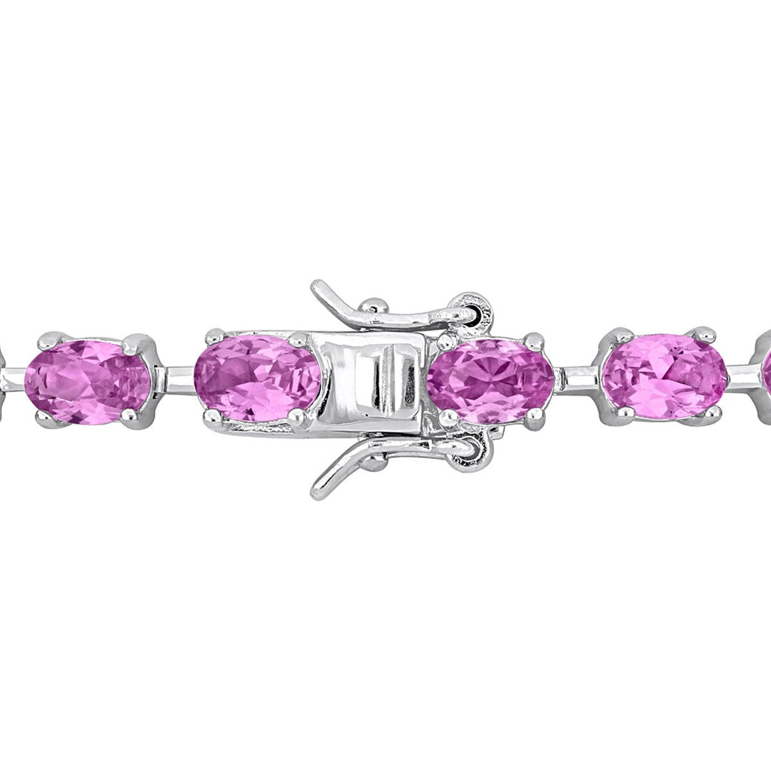 13.34 Carat (ctw) Lab-Created Pink Sapphire Bracelet in Sterling Silver (7.25 Inches) Image 2