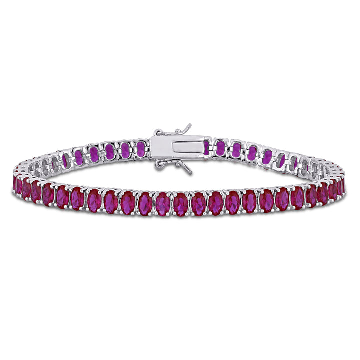 25 Carat (ctw) Lab-Created Ruby Bracelet in Sterling Silver (7 Inches) Image 1