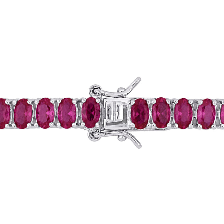 25 Carat (ctw) Lab-Created Ruby Bracelet in Sterling Silver (7 Inches) Image 3