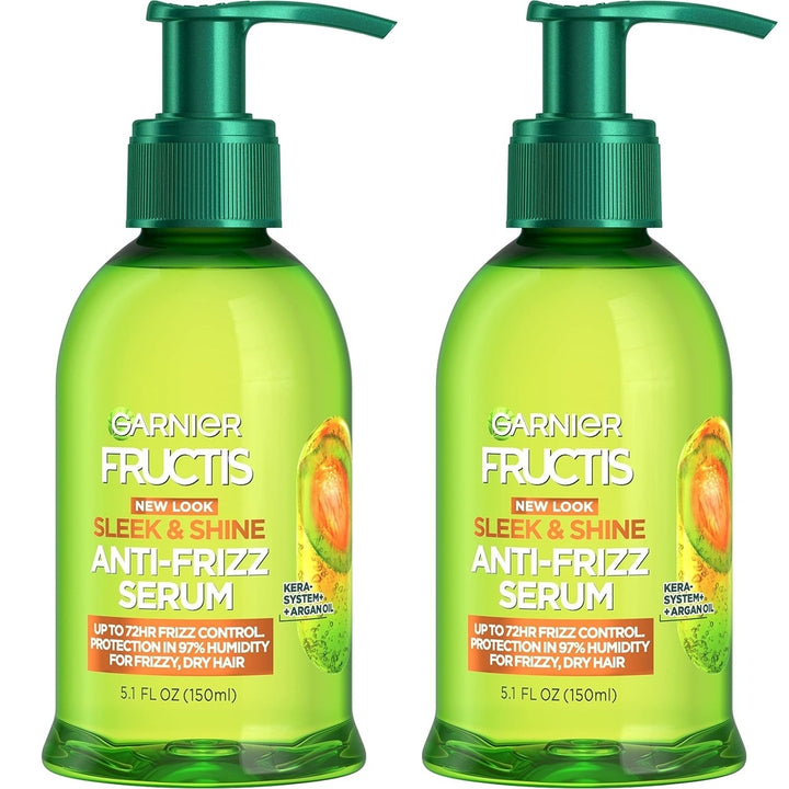 Garnier Fructis Sleek and Shine Anti-Frizz Serum for FrizzyDry HairArgan Oil5.1 Fl Oz2 Count Image 1