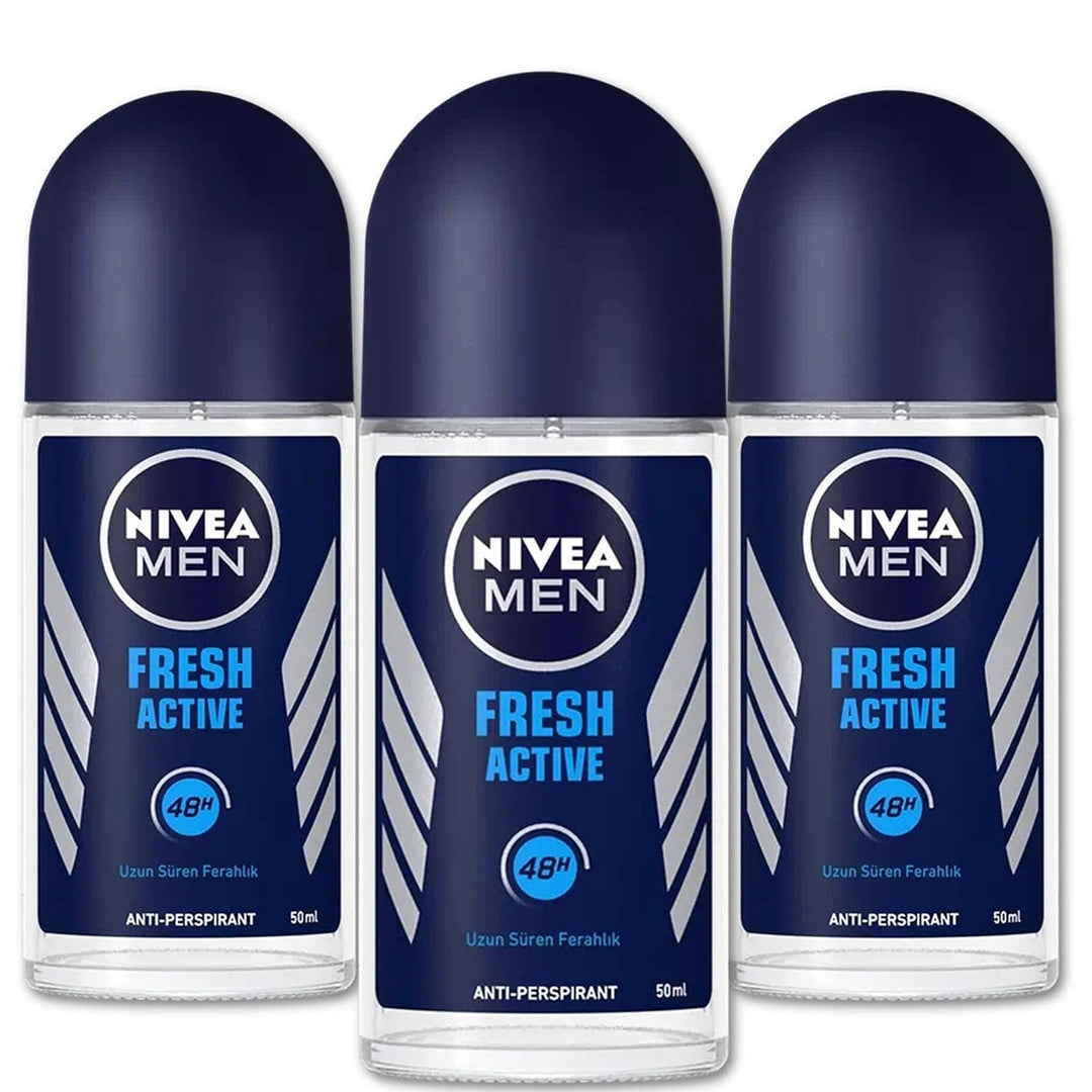 Nivea Men Anti Perspirant Roll OnFresh Active Long-lasting Freshness Ocean Extracts48 Hour Protection1.7 Ounce (Pack of Image 1