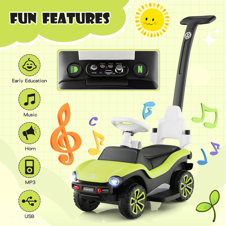 3-in-1 Licensed Volkswagen Kids Ride on Push Car Sliding Car w/ Music and Light Image 7