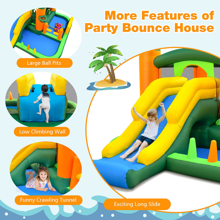 Tropical Inflatable Bounce Castle, 8-in-1 Giant Jumping House w/ 750W Blower Image 4