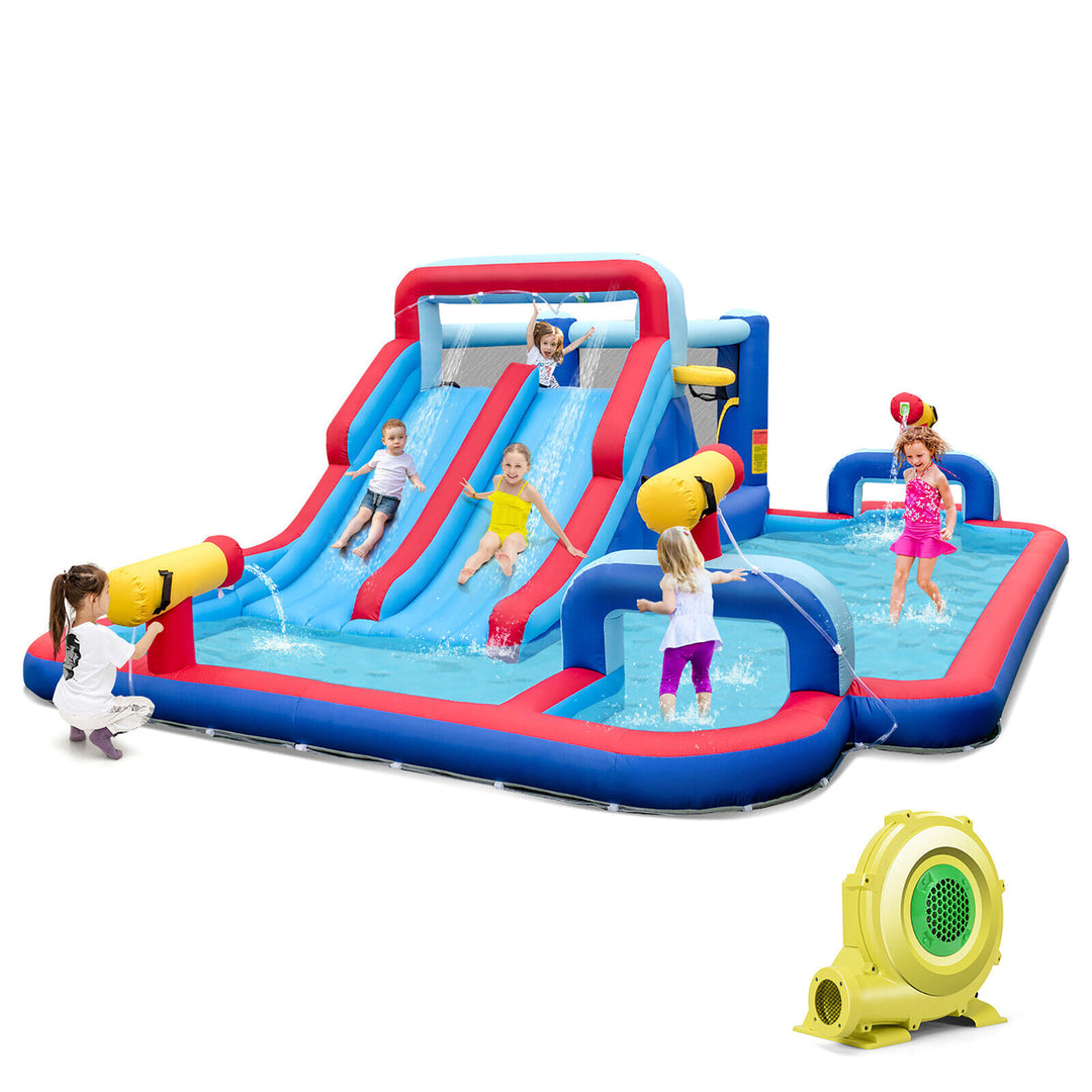 Inflatable Water Slide Park Kids Bounce House Climbing Jumping with 950W Blower Image 1