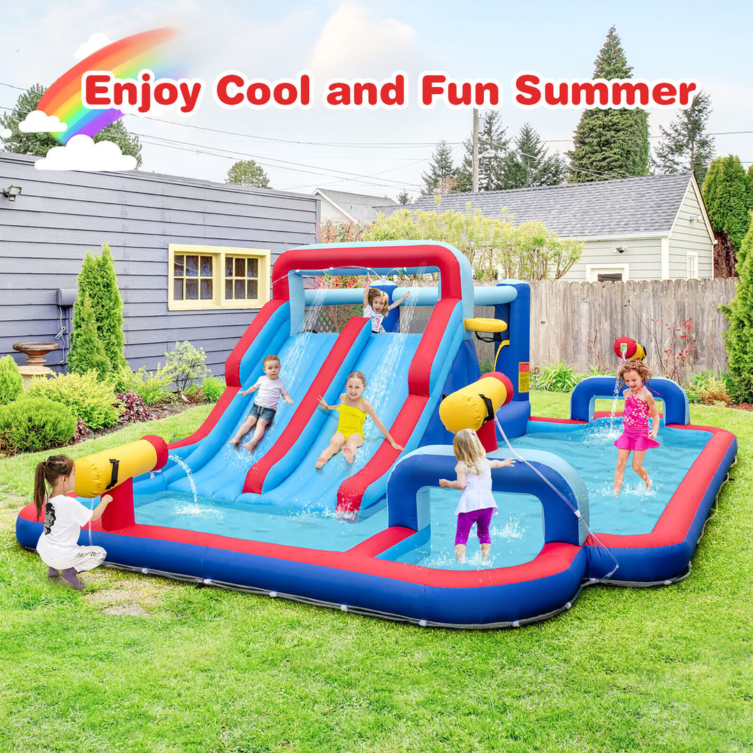 Inflatable Water Slide Park Kids Bounce House Climbing Jumping with 950W Blower Image 2