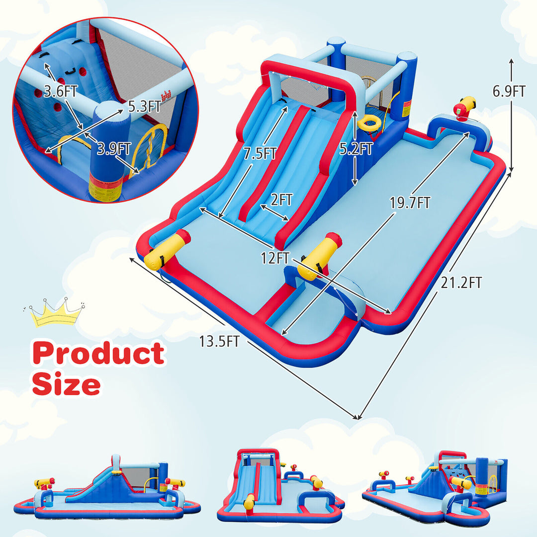 Inflatable Water Slide Park Kids Bounce House Climbing Jumping with 950W Blower Image 3