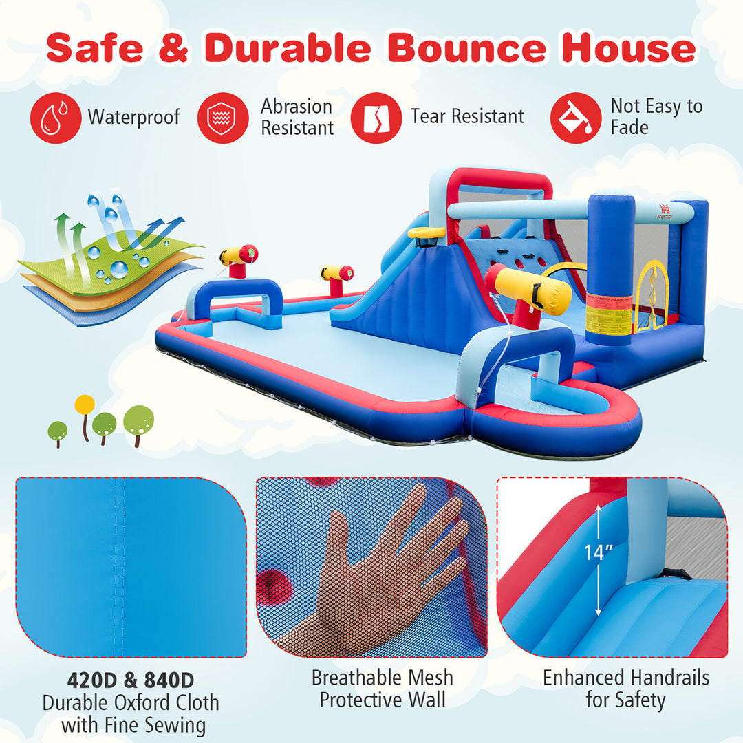 Inflatable Water Slide Park Kids Bounce House Climbing Jumping with 950W Blower Image 4