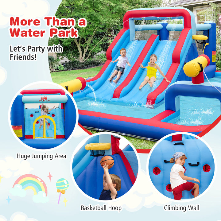 Inflatable Water Slide Park Kids Bounce House Climbing Jumping with 950W Blower Image 7