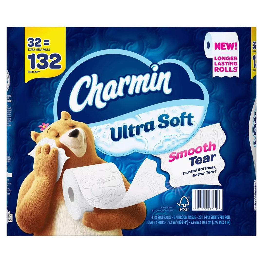 Charmin Ultra Soft Toilet Paper Extra Mega Rolls (231 Sheets/Roll 32 Rolls) Image 1