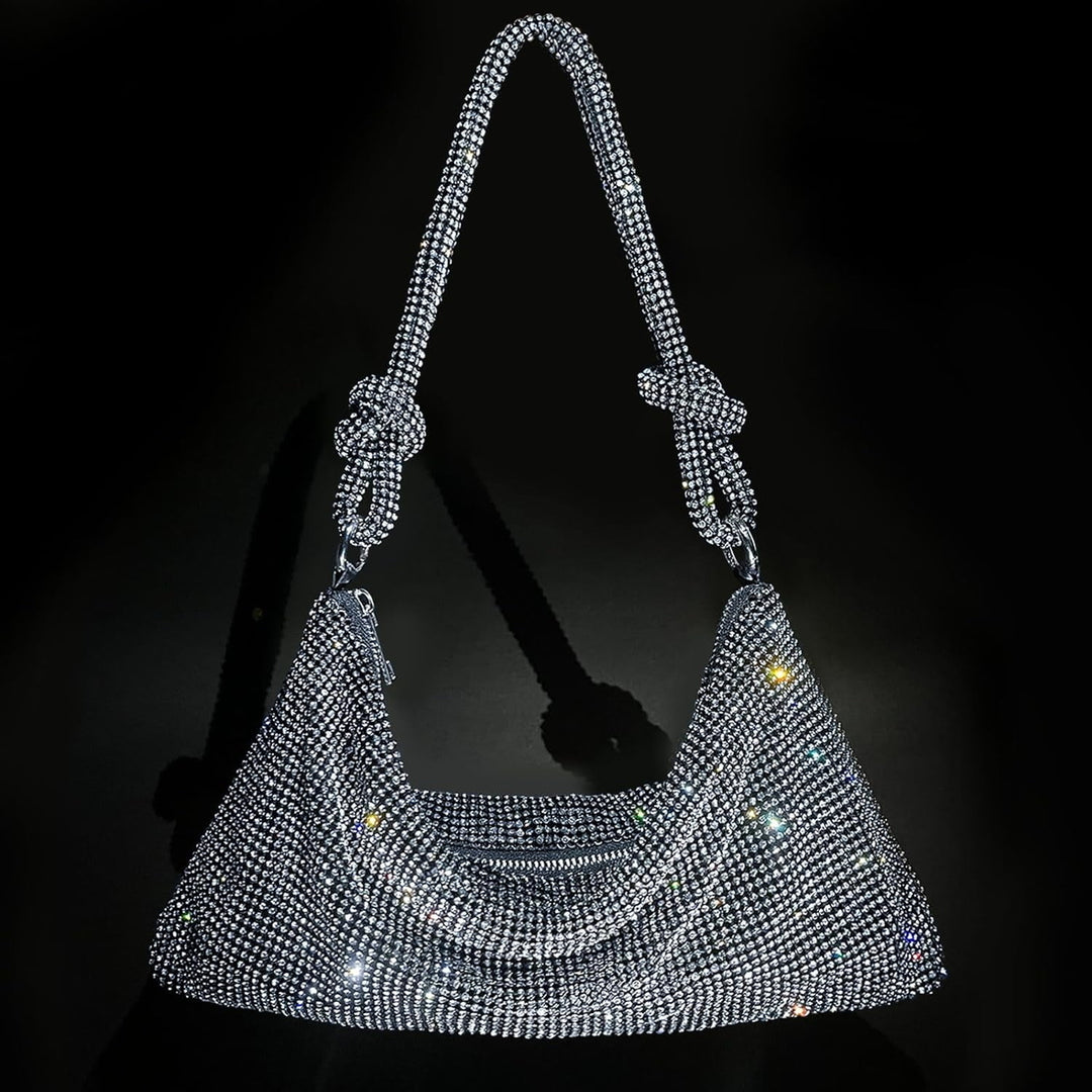 Rhinestone Purse Sparkly Evening bag Silver Diamond Clutch Purses for Women Prom Rhinestone Handbag Hobo Bag Image 2