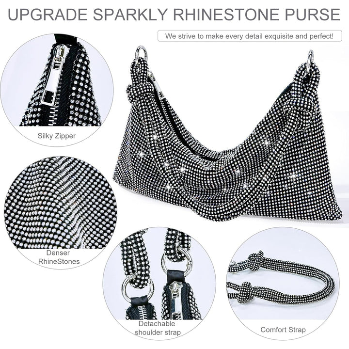 Rhinestone Purse Sparkly Evening bag Silver Diamond Clutch Purses for Women Prom Rhinestone Handbag Hobo Bag Image 4