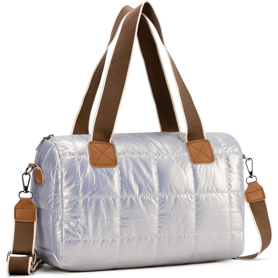 Puffer Tote Bag for Women Quilted Crossbody Bags Large Down Cotton Soft Padded Handbag Image 9