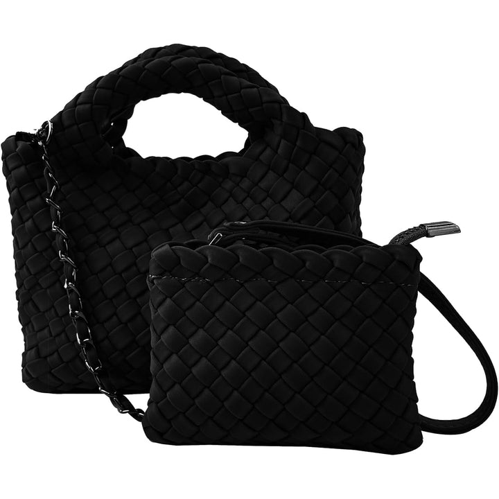 Women Handbags and Purses All-match Woven Composite Bag Travel Pouch Phone Bag Small Tote Shoulder Bag Chain Crossbody Image 2