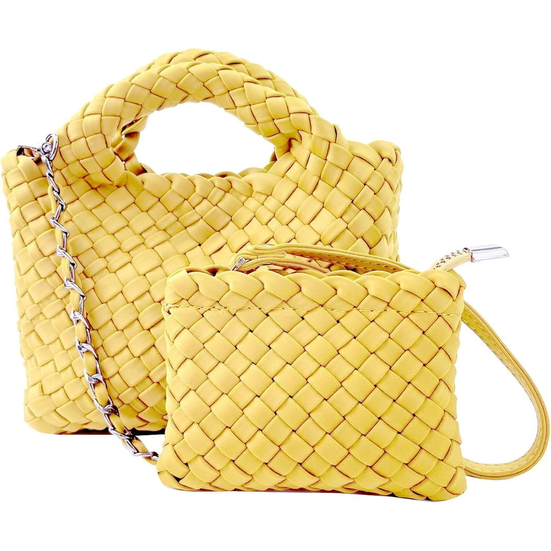 Women Handbags and Purses All-match Woven Composite Bag Travel Pouch Phone Bag Small Tote Shoulder Bag Chain Crossbody Image 4