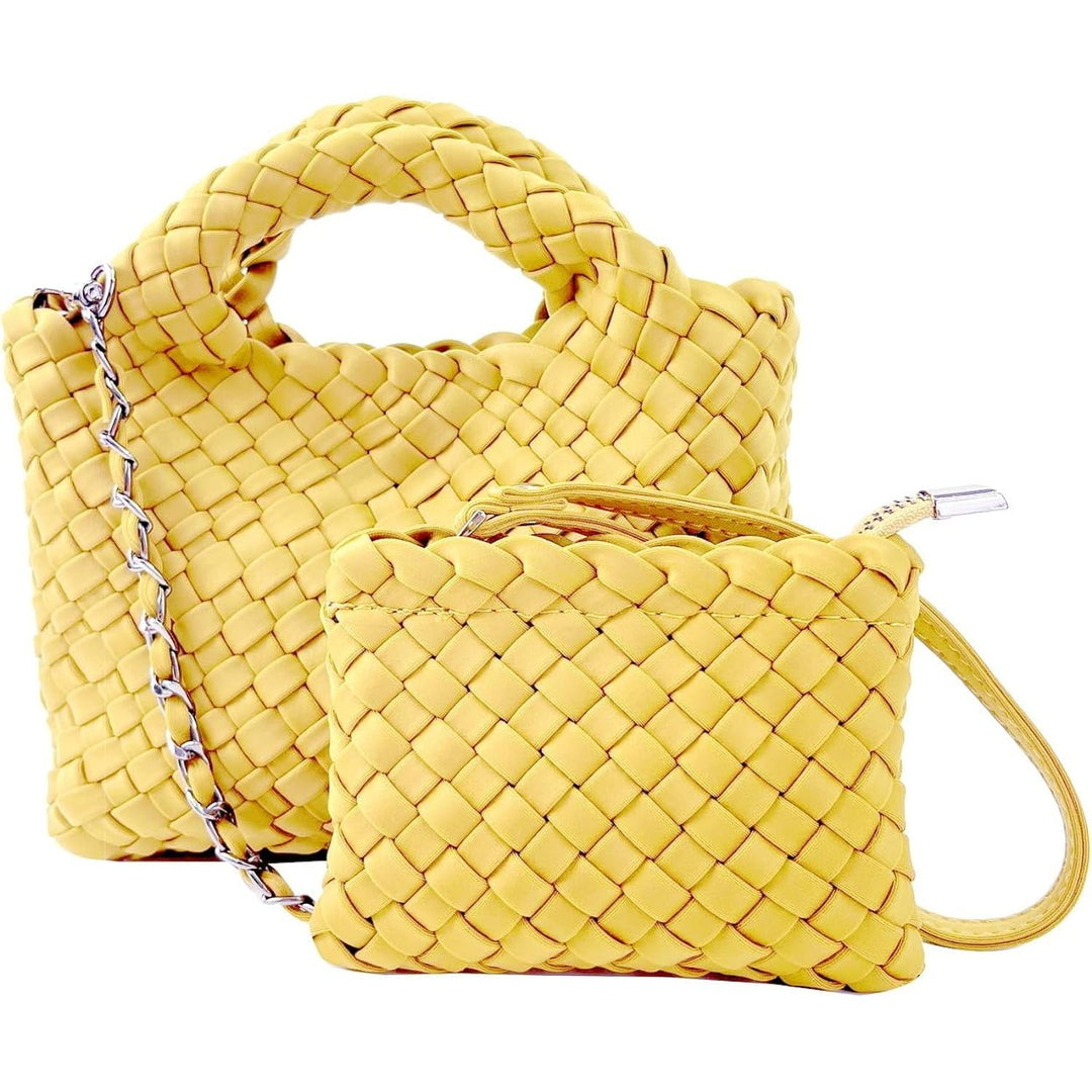 Women Handbags and Purses All-match Woven Composite Bag Travel Pouch Phone Bag Small Tote Shoulder Bag Chain Crossbody Image 1