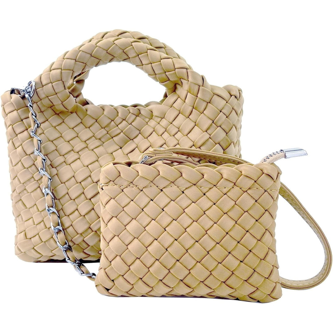 Women Handbags and Purses All-match Woven Composite Bag Travel Pouch Phone Bag Small Tote Shoulder Bag Chain Crossbody Image 6