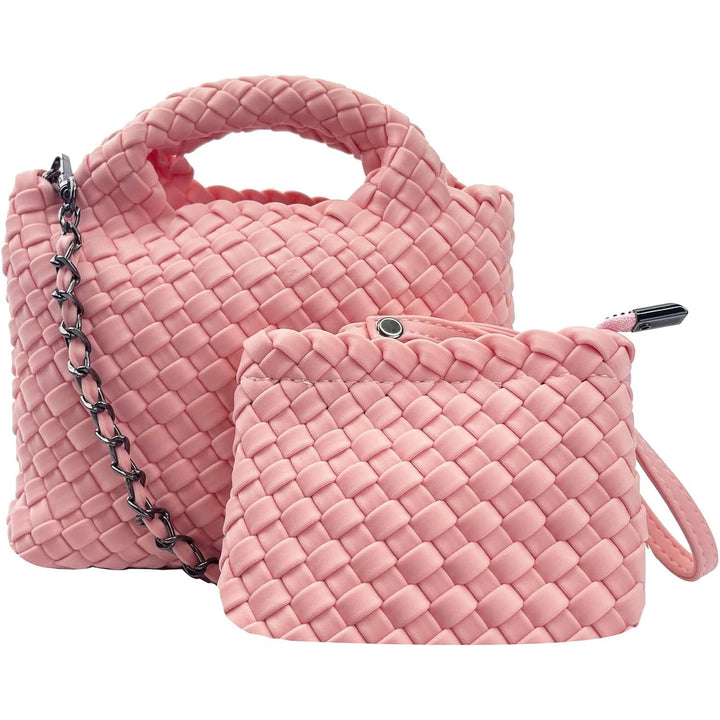 Women Handbags and Purses All-match Woven Composite Bag Travel Pouch Phone Bag Small Tote Shoulder Bag Chain Crossbody Image 7