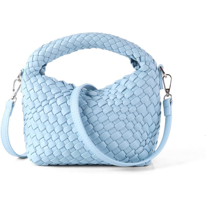 Women Woven Tote Small Crossbody Bag Weave Quilted Purse Square Shoulder Bag Woven Handbag with Detachable Strap Image 1