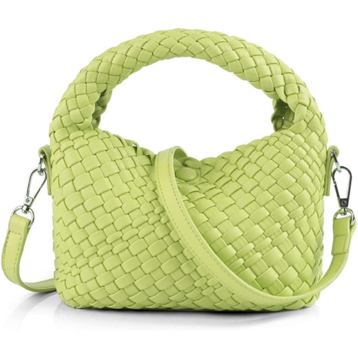 Women Woven Tote Small Crossbody Bag Weave Quilted Purse Square Shoulder Bag Woven Handbag with Detachable Strap Image 3