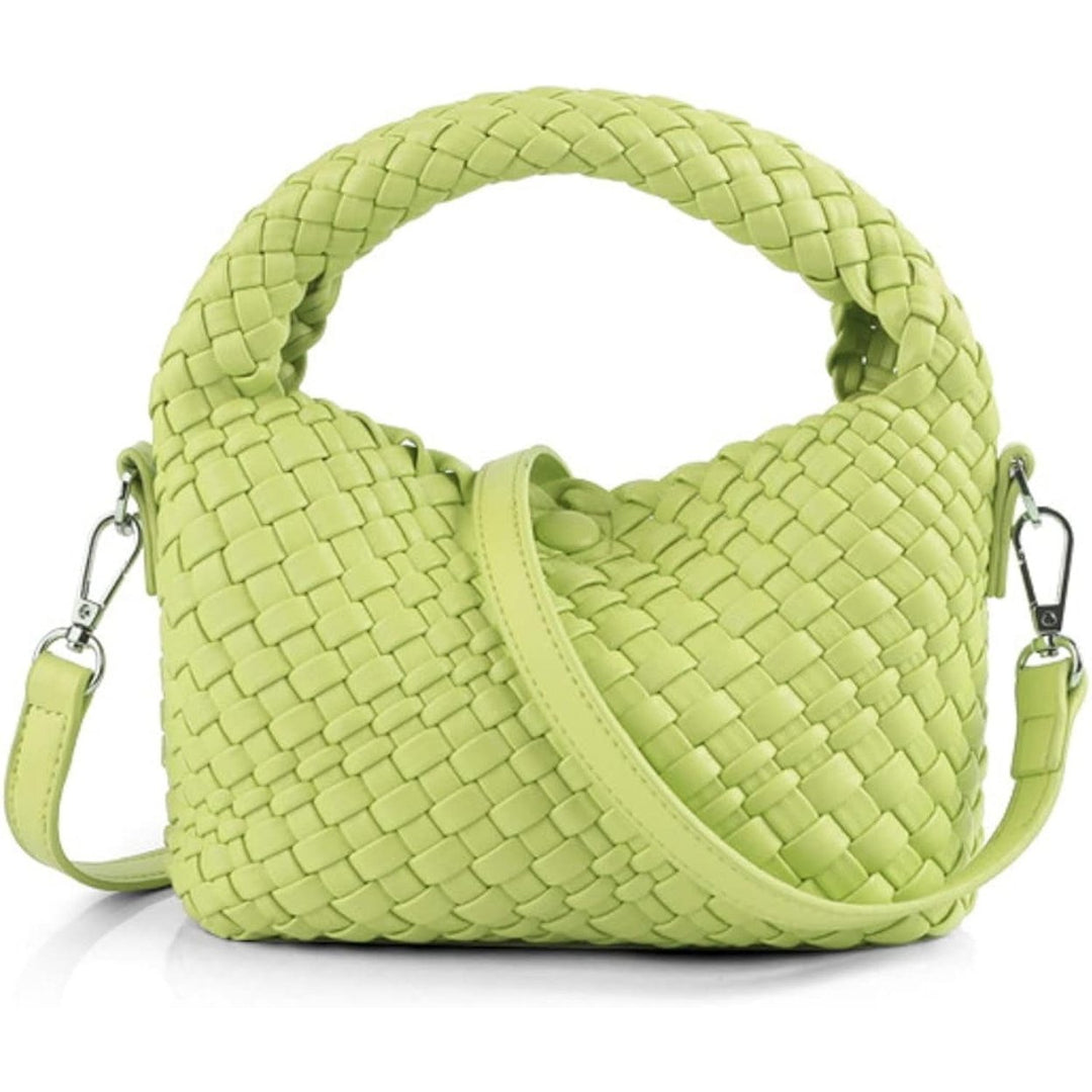 Women Woven Tote Small Crossbody Bag Weave Quilted Purse Square Shoulder Bag Woven Handbag with Detachable Strap Image 1