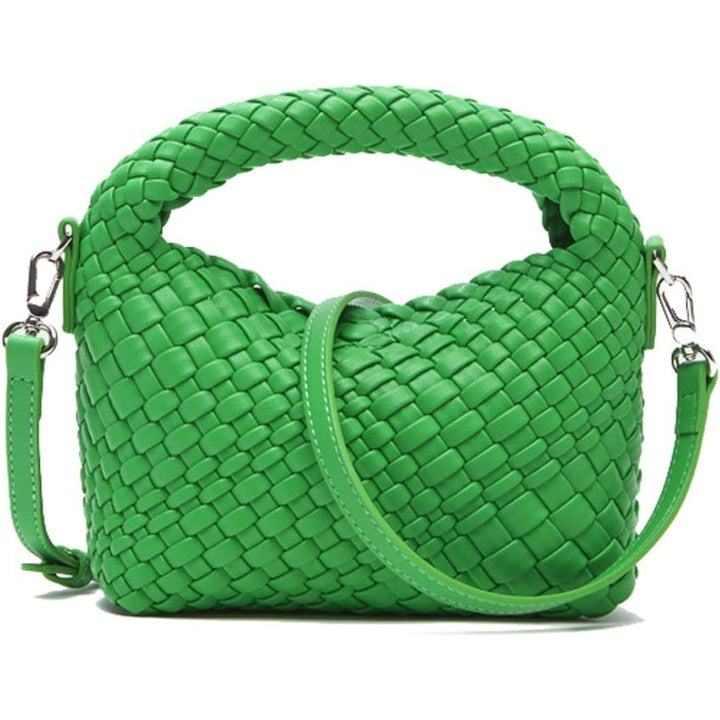 Women Woven Tote Small Crossbody Bag Weave Quilted Purse Square Shoulder Bag Woven Handbag with Detachable Strap Image 4